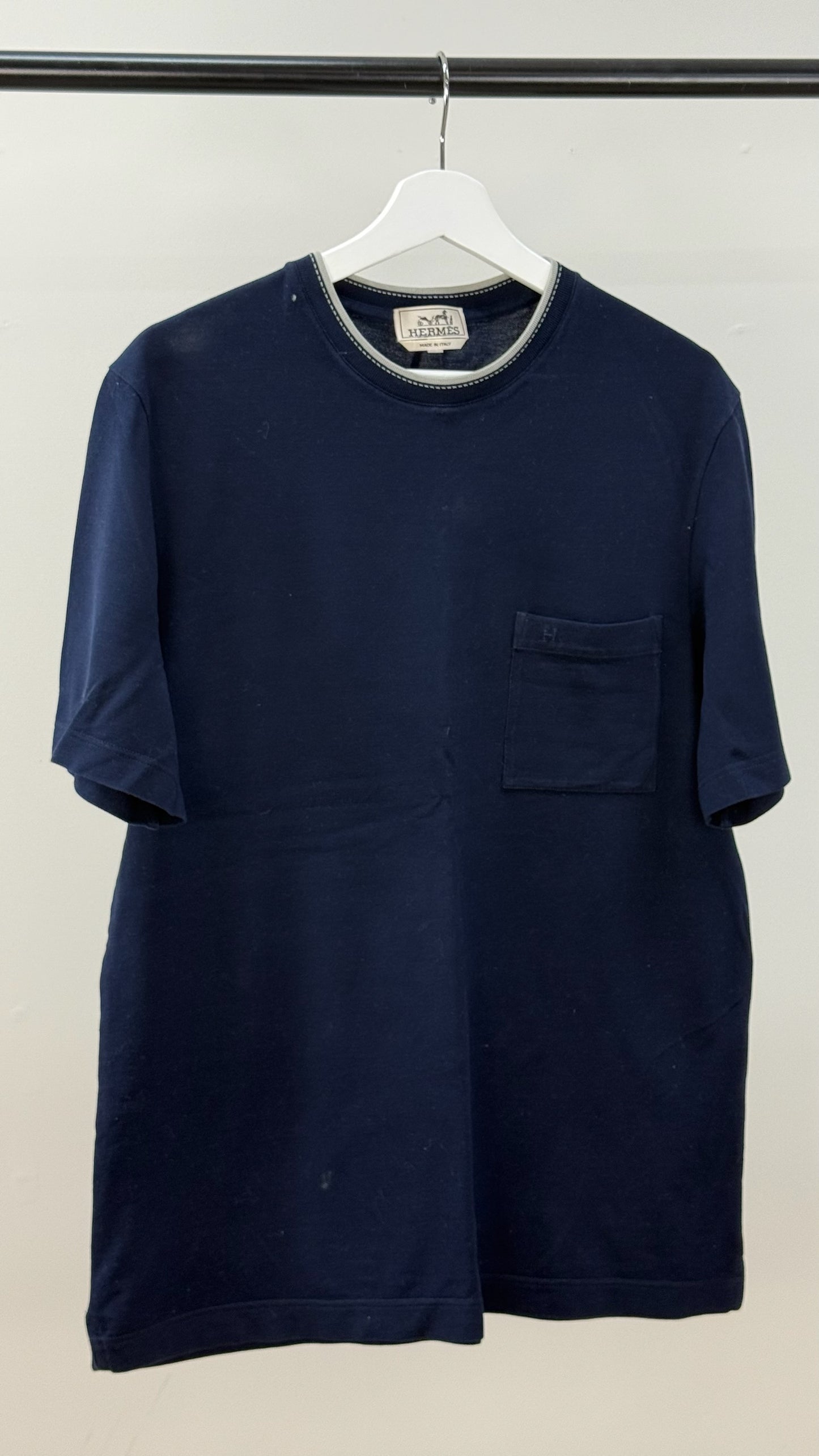 Hermes Navy H Logo T-Shirt - medium