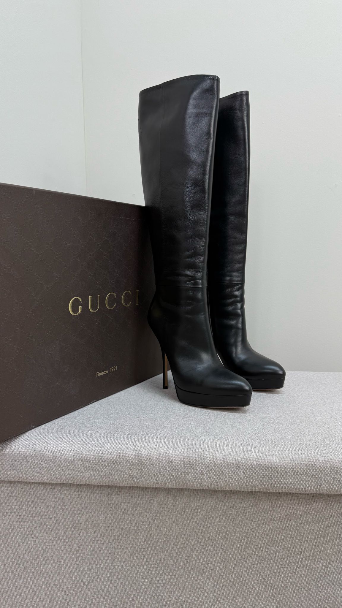 Gucci Black Leather Knee High Boot's - UK 4.5