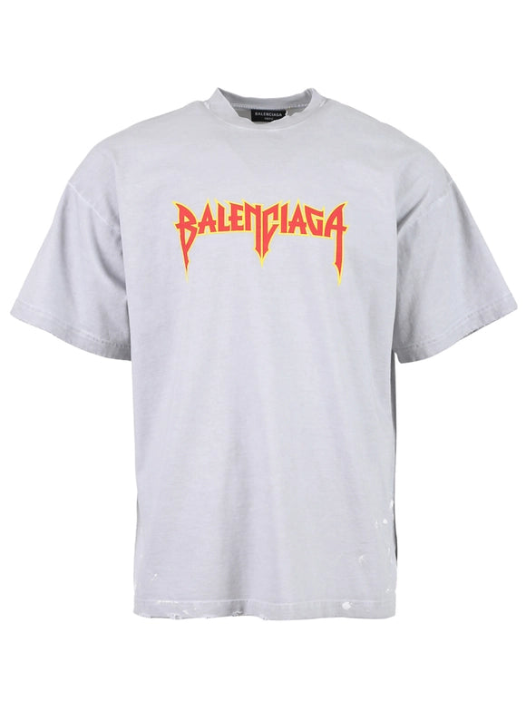 Balenciaga Red Yellow Metallica-Style Logo T-Shirt – Unifit 4