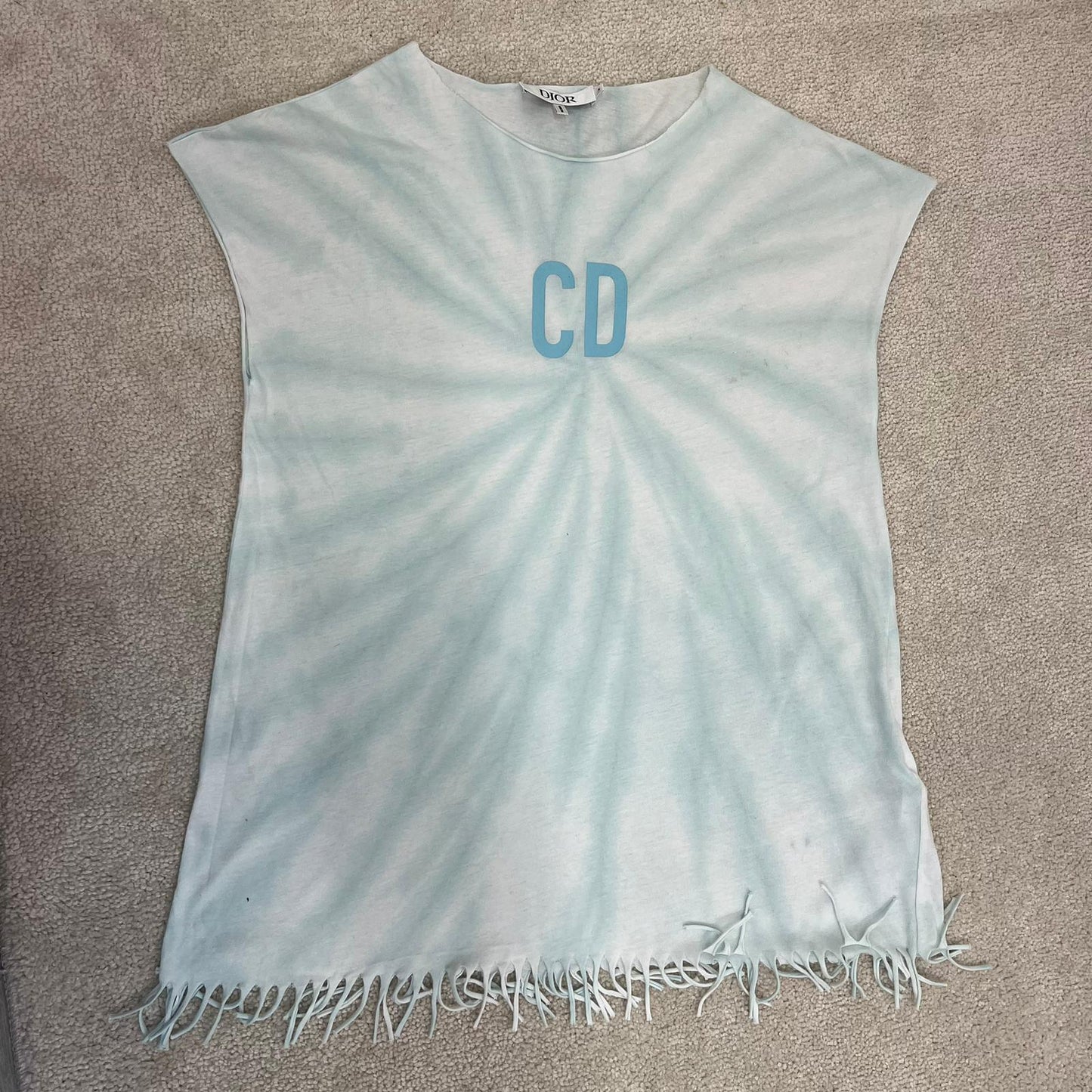 Kids Dior Blue Tie Die CD Logo Beach Dress - Age 10