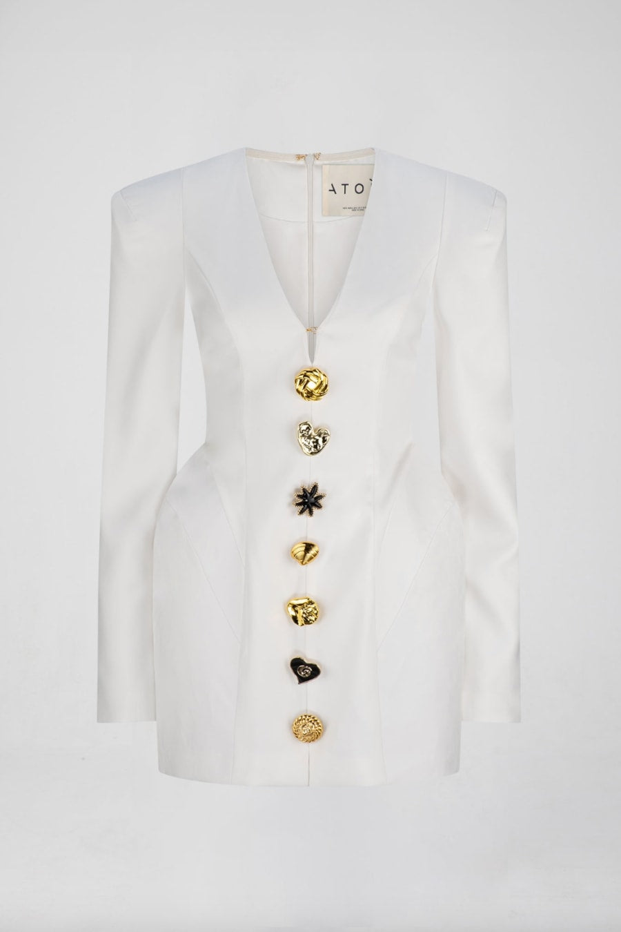 Atoir White Multi Button Structured Florance Dress- UK 6