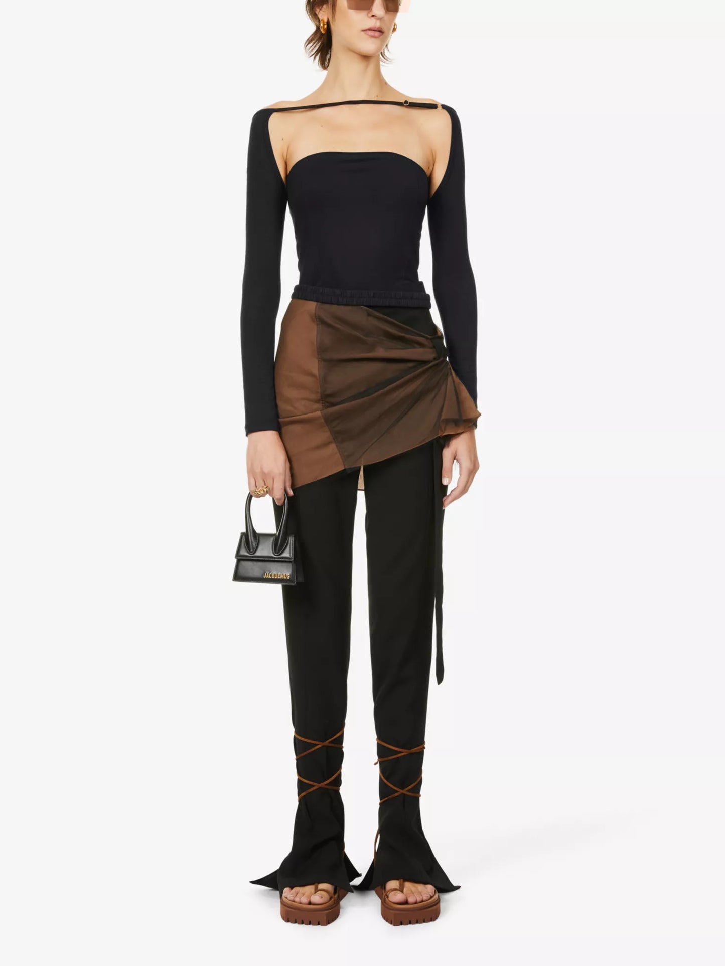 Jacquemus Black Detailed Open-Back Camisole Long Sleeve - Small