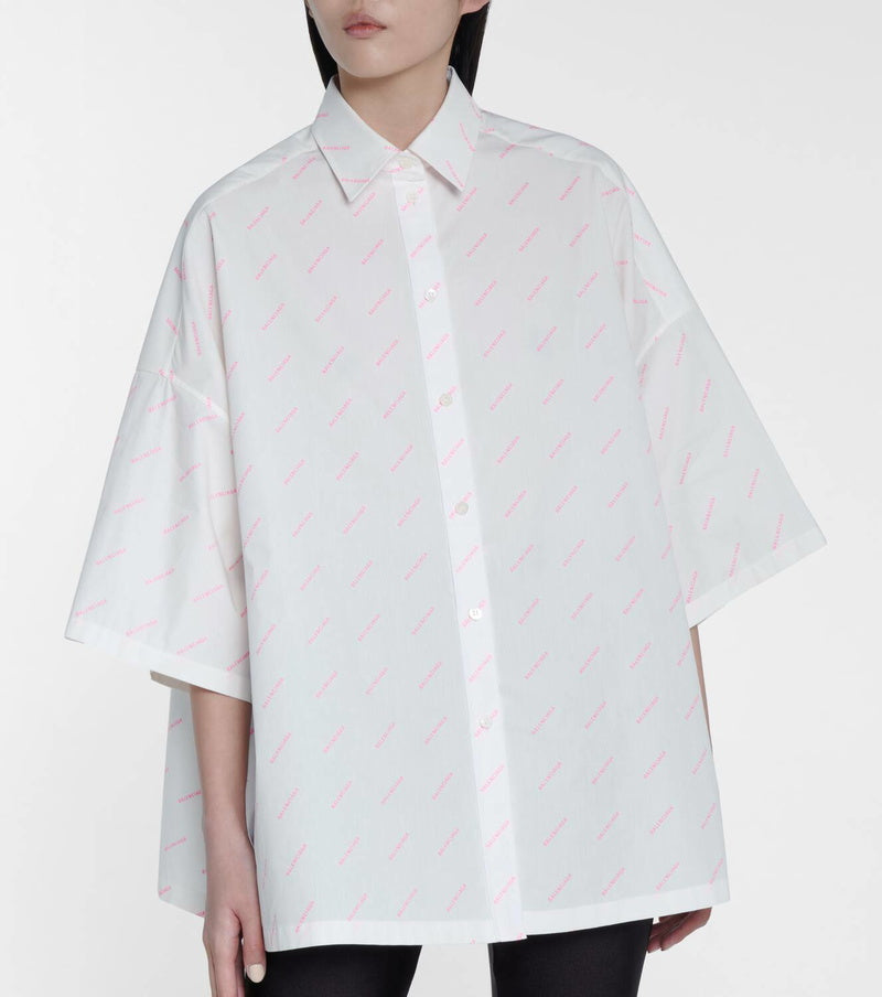 Balenciaga White Pink Multi Logo Shirt - 36/Small