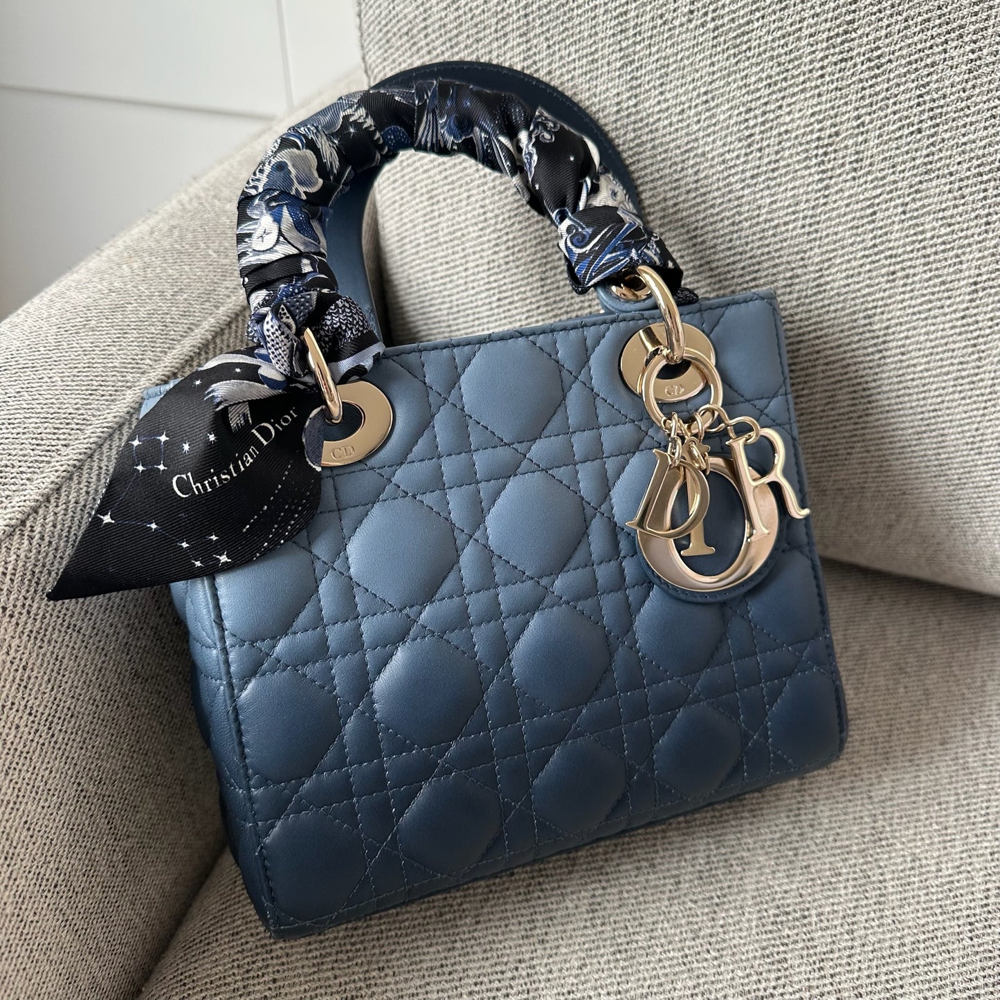 Christian Dior Small Dior My ABC Lady Dior Ombré Blu - In Box Inc Silk Twill And Long Strap