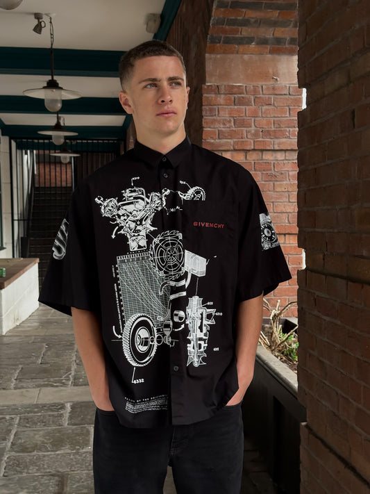 Givenchy Black Schematic Graphic Sports Shirt - 39