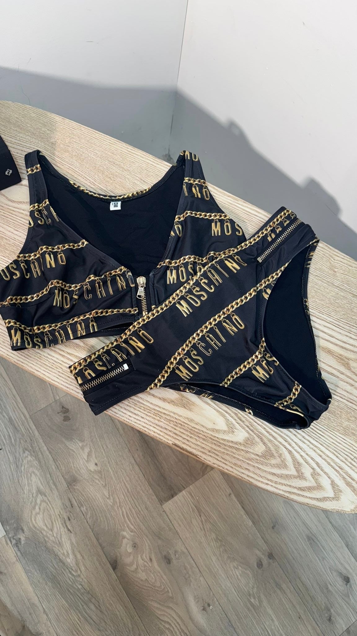 Moschino Black And Gold Bikini – EU 38