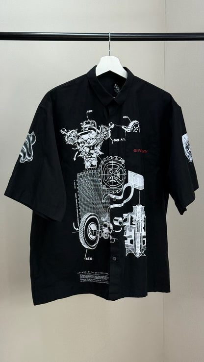 Givenchy Black Schematic Graphic Sports Shirt - 39
