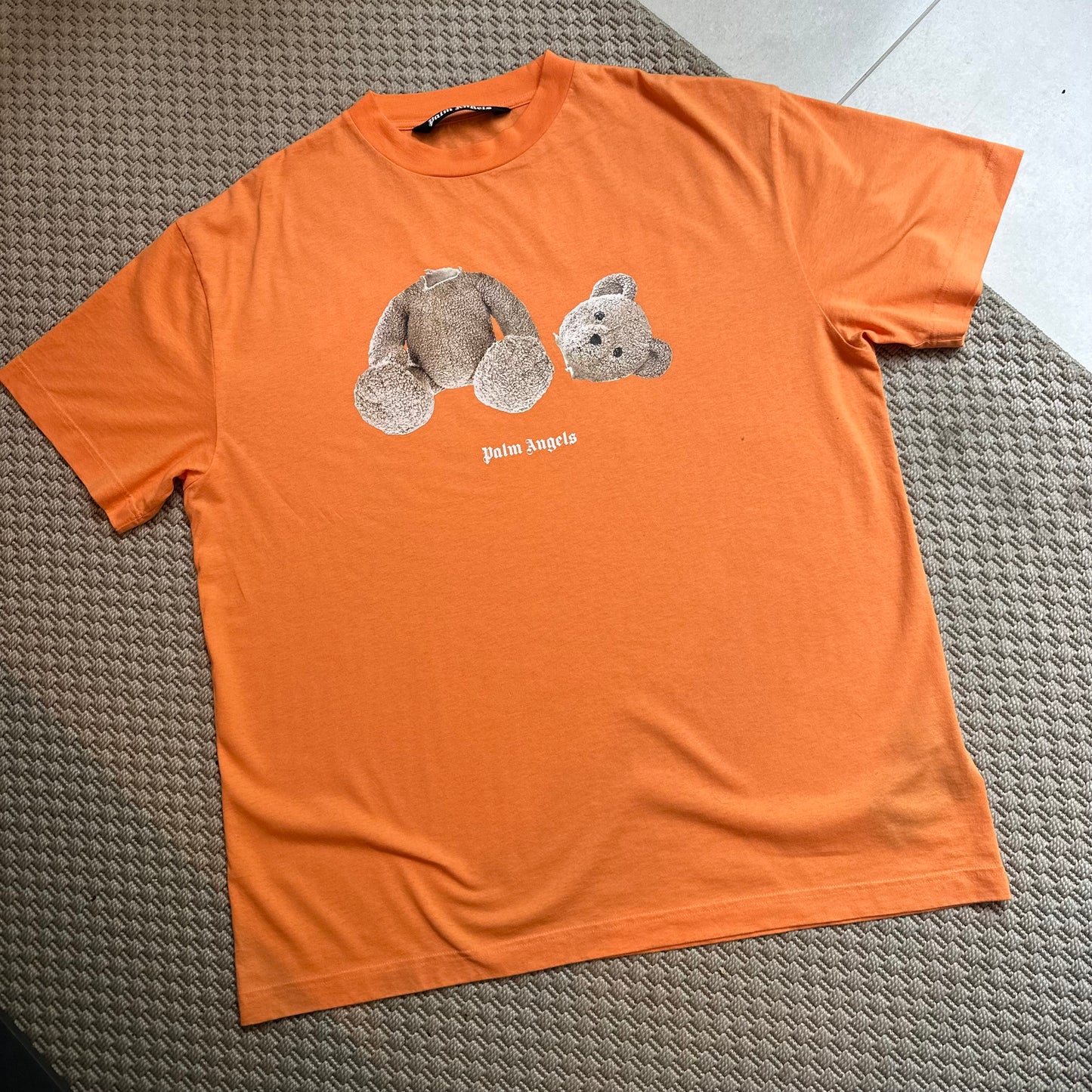 Palm Angels Orange teddy bear logo T-shirt - XXL