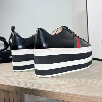 Gucci Black Quentin Peggy Stripe Platform Shoes – New In Box EU 38.5 / UK 5.5