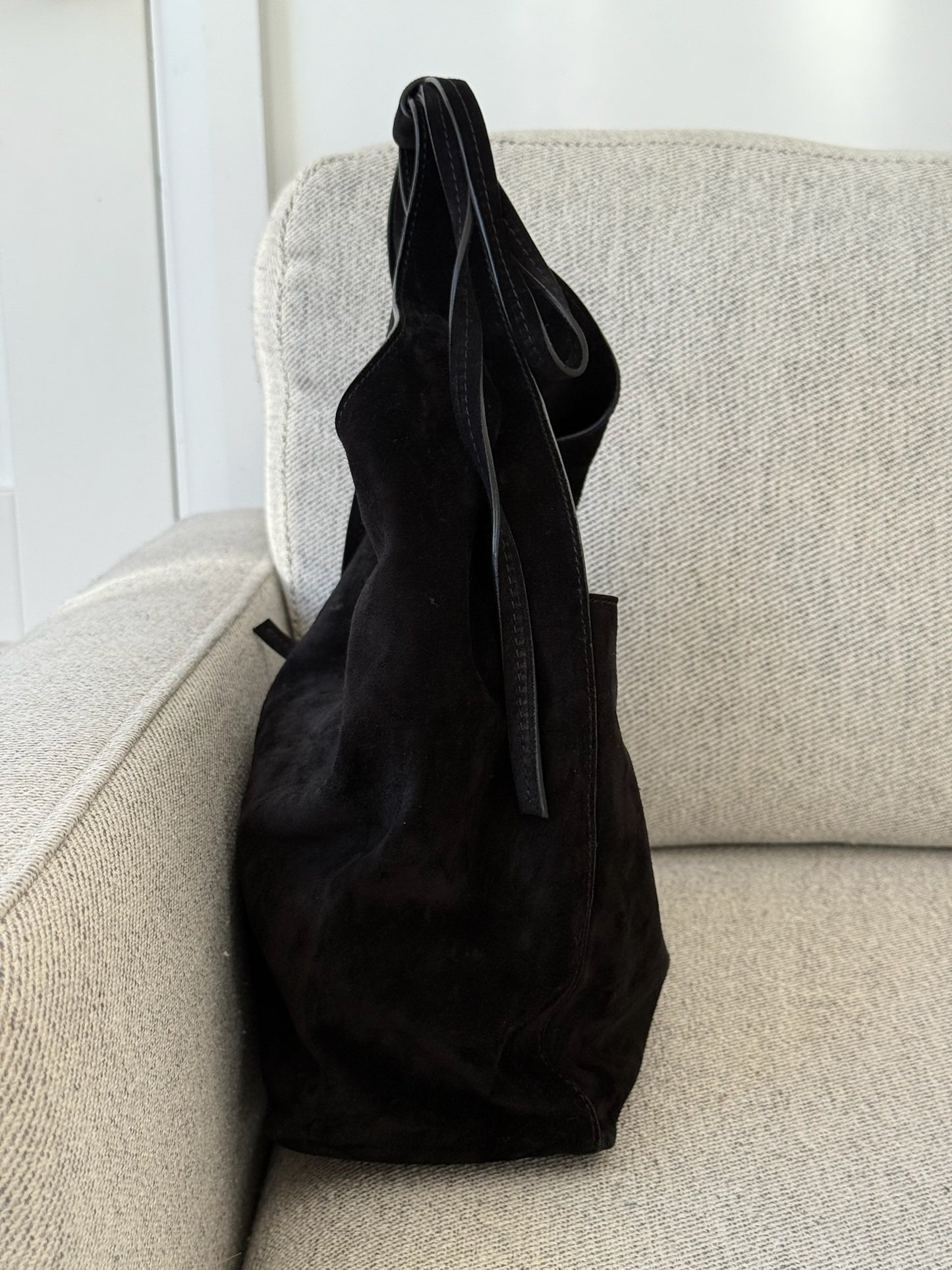 Reformation Small Vittoria Tote in Black Suede