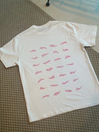 Jacquemus White Pink Le Vague Cotton T-Shirt - Large