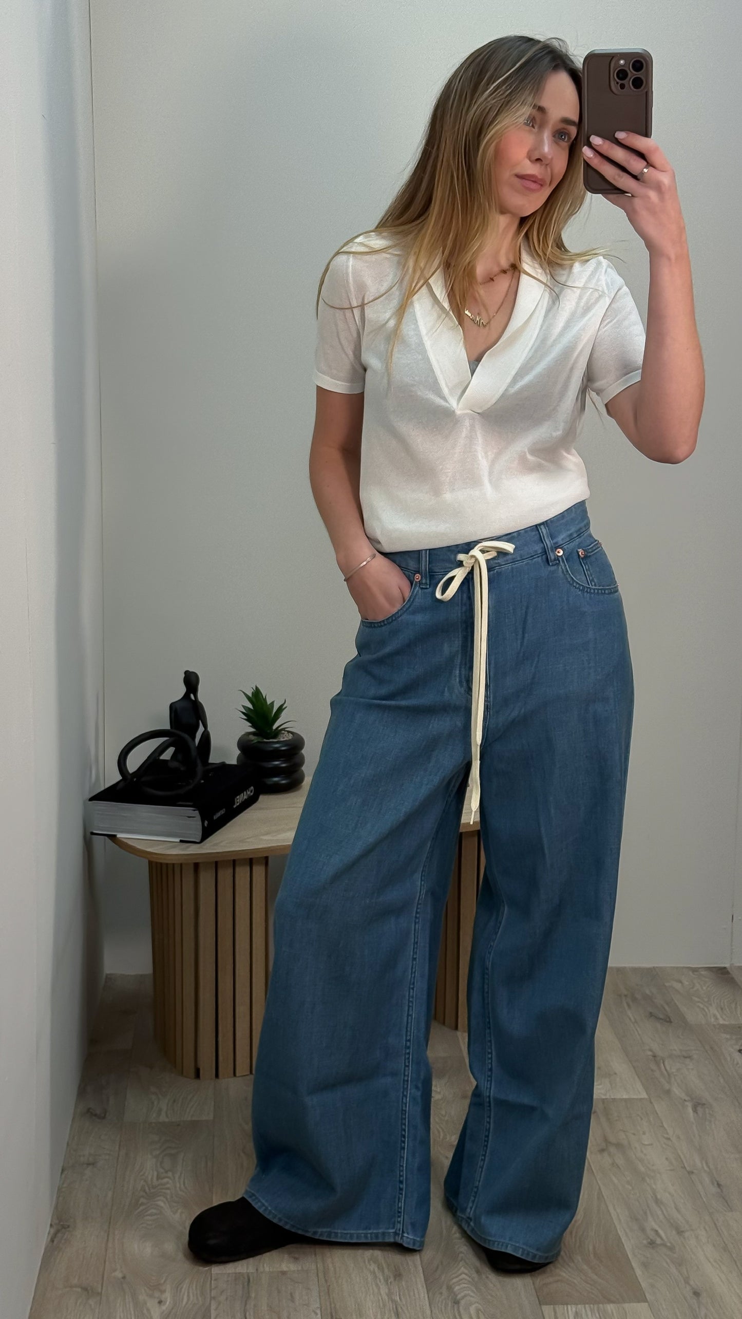 Maison Margiela Blue Denim Flared Jeans With White Cord - 38