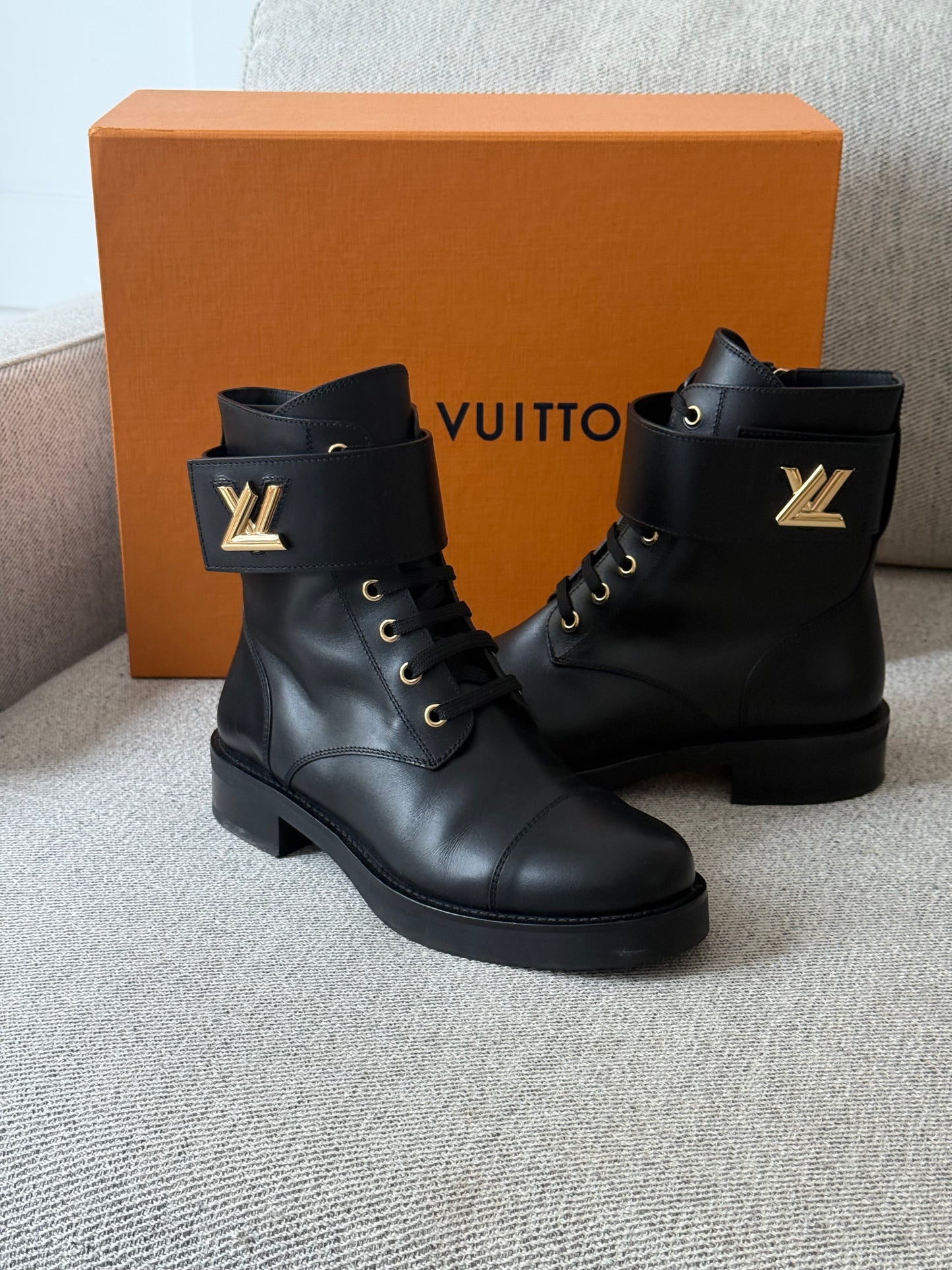 Louis Vuitton Black Wonderland Flat Ranger Boot-UK5