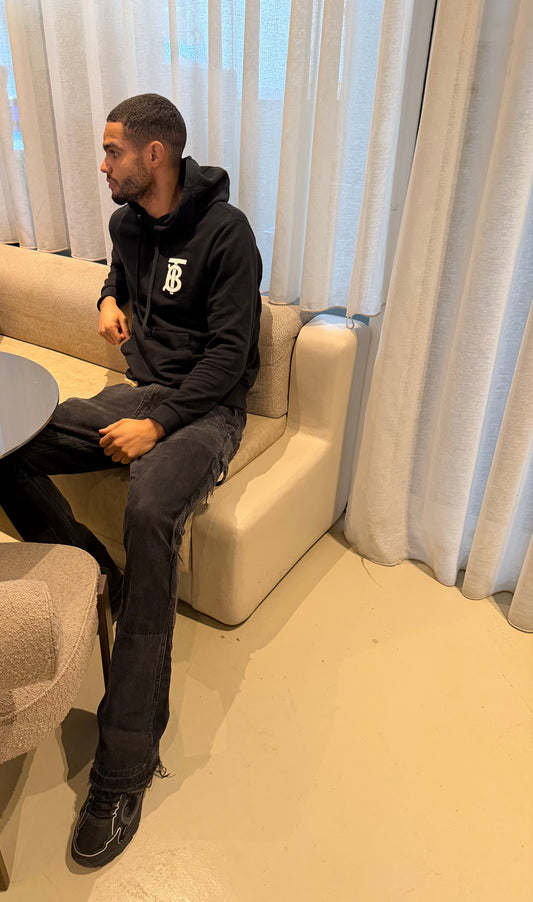 Burberry Monogram Motif ‘TB’ Cotton Hoodie – Medium