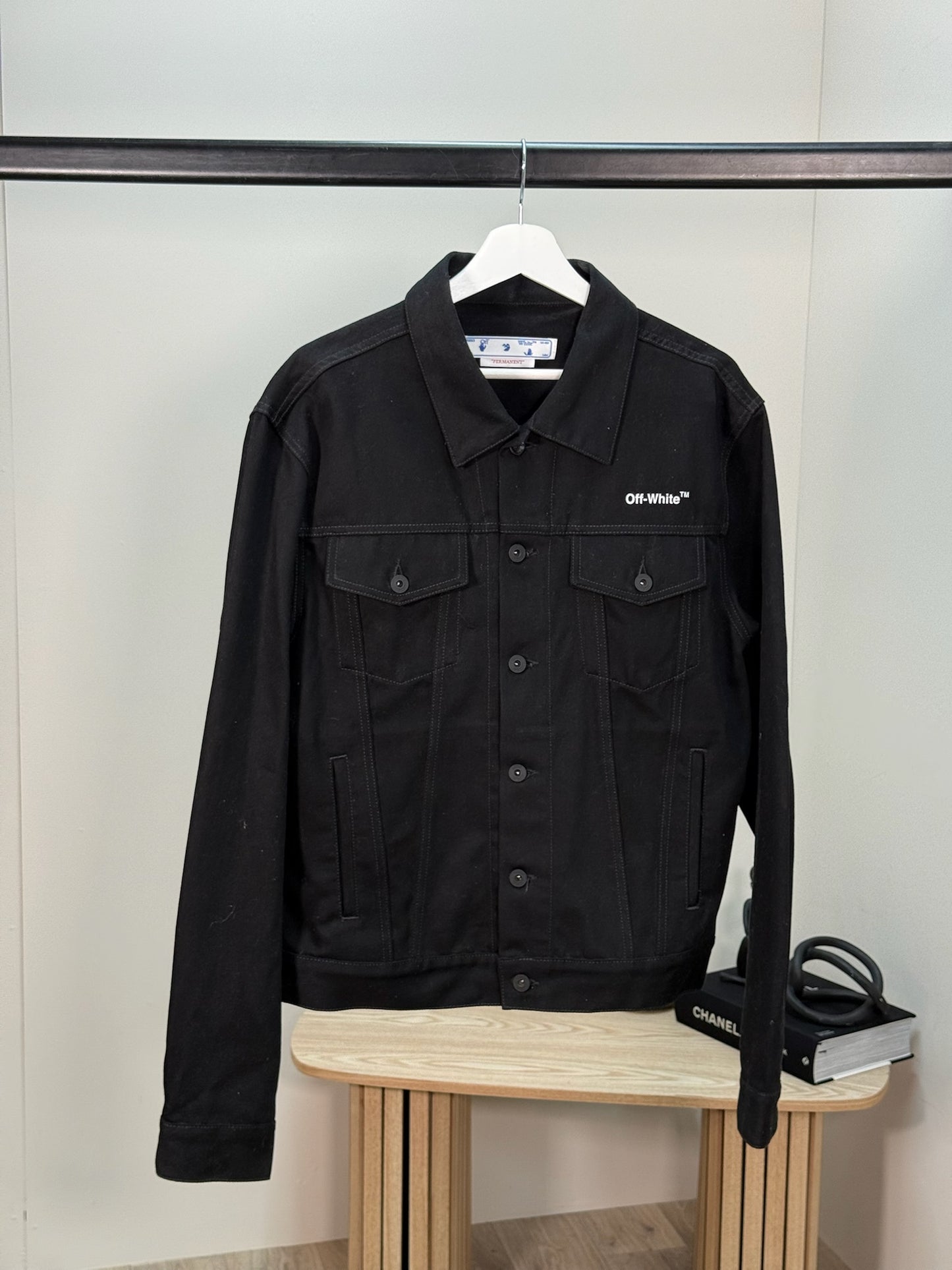 Off-White Black White Arrow Denim Jacket - Large