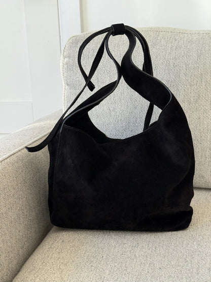 Reformation Small Vittoria Tote in Black Suede