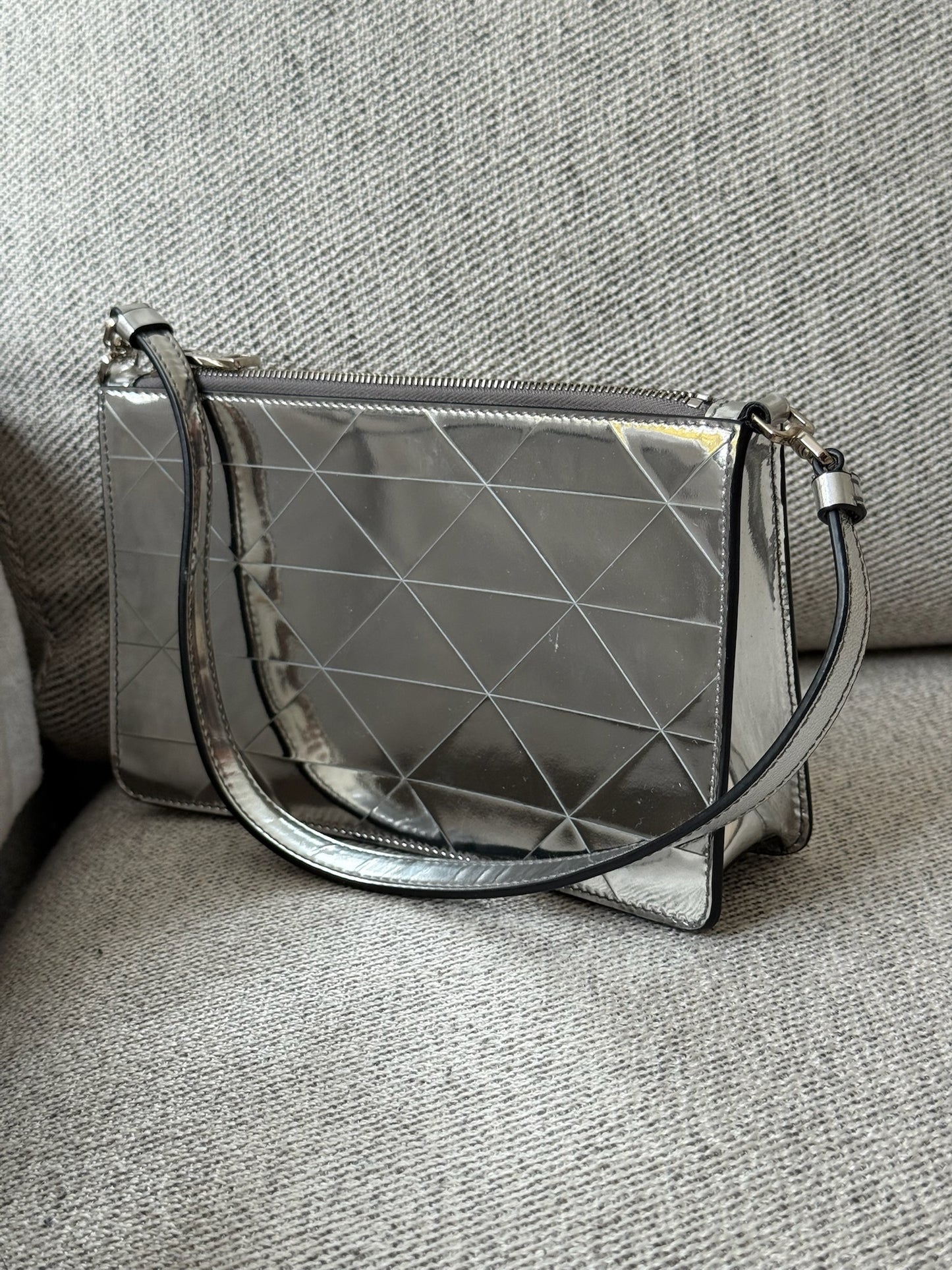 Prada Silver Metallic Leather Mini-Bag