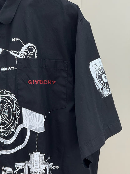 Givenchy Black Schematic Graphic Sports Shirt - 39