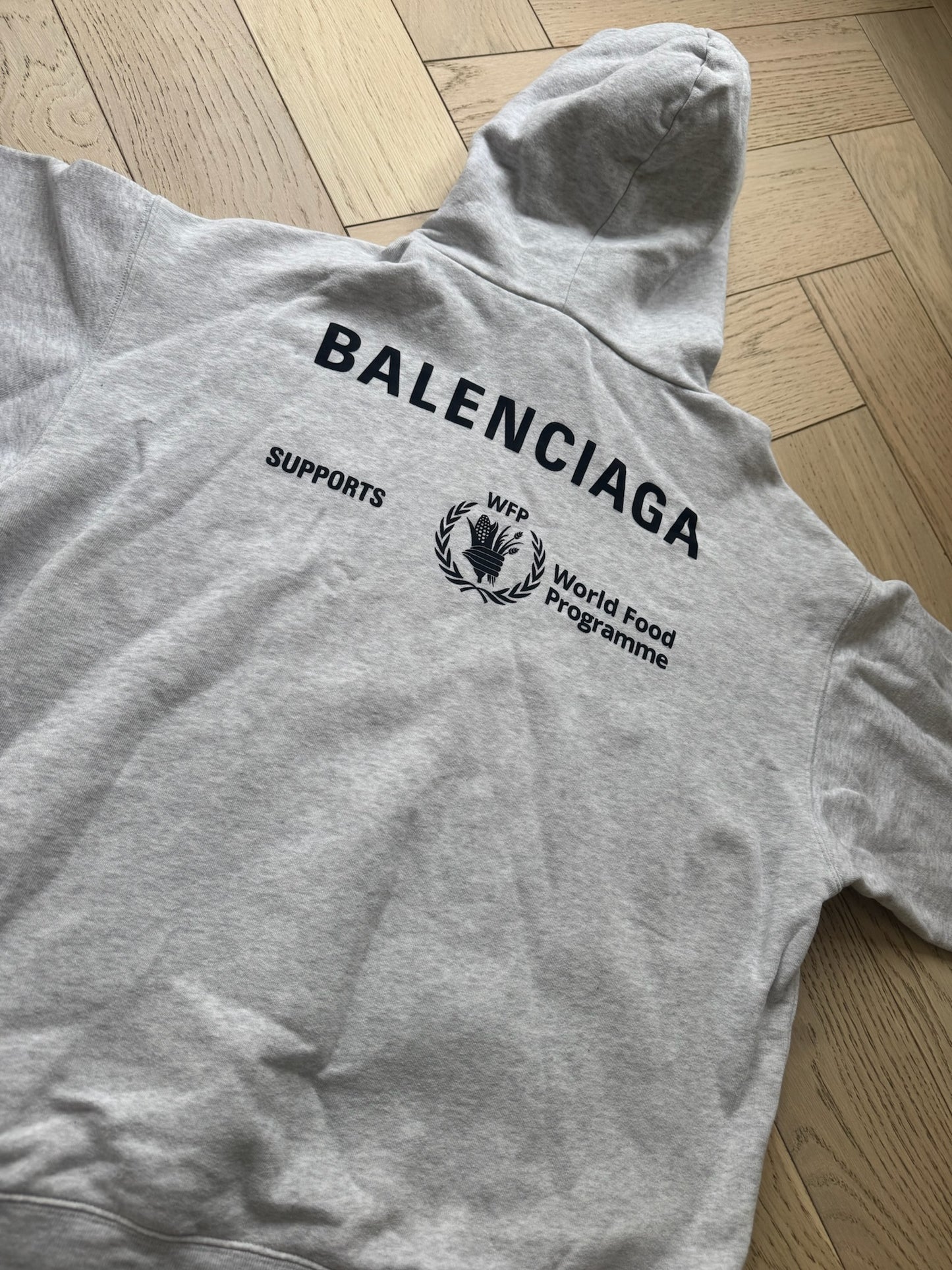 Balenciaga Grey WFP Political Hoodie – Medium