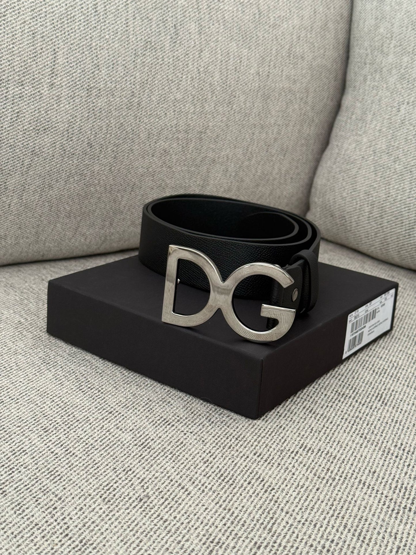 Dolce Gabanna Black DG Silver Belt In Box