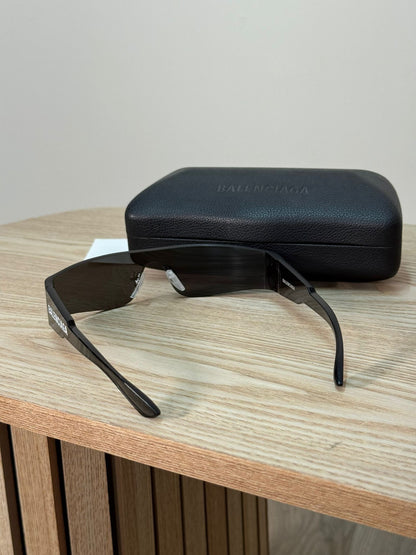 Balenciaga Black White Logo Thin Mono Sunglasses - One Size
