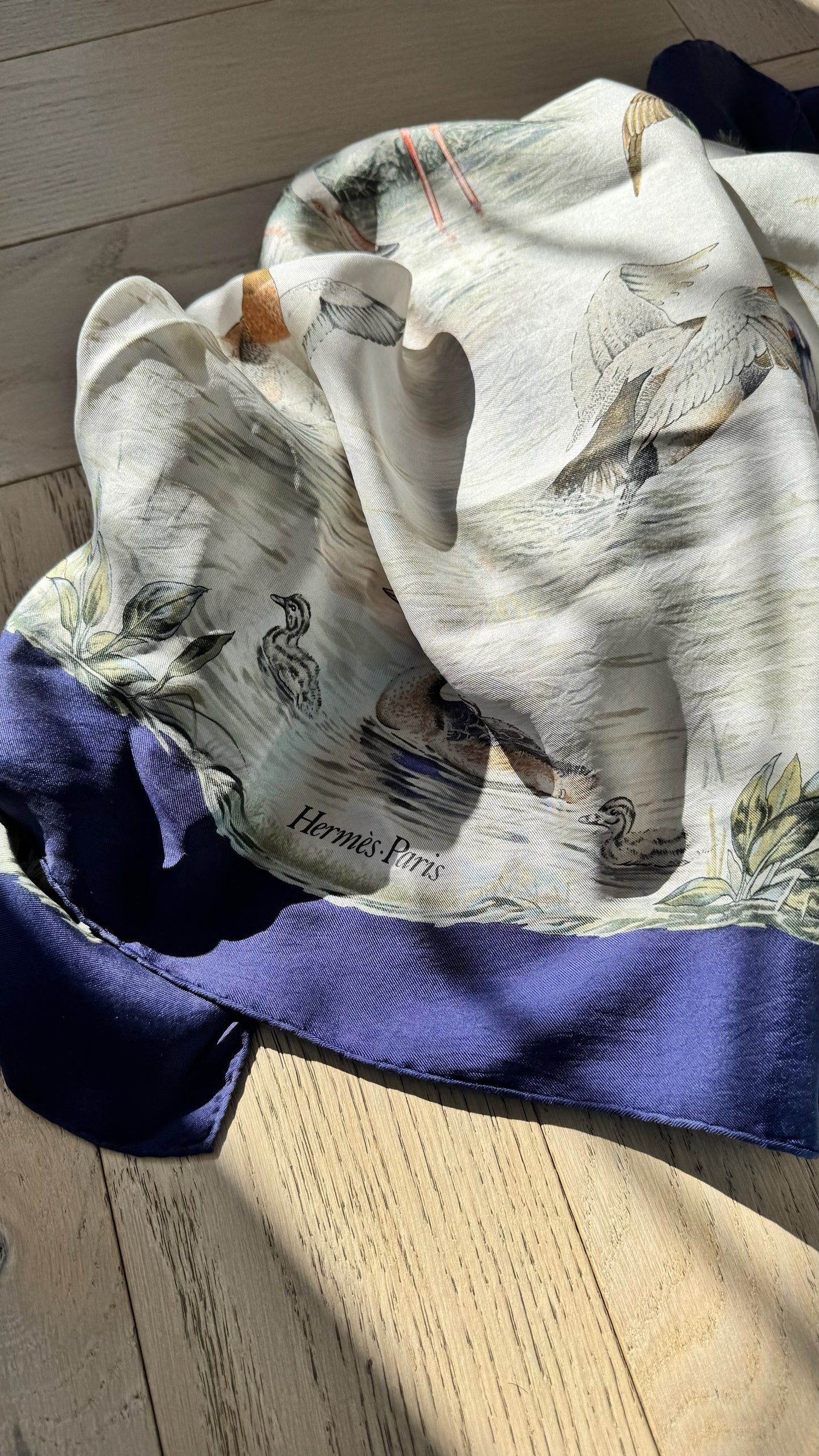 Hermès Blue Pond Halte En Camargue Silk Scarf By Robert Dallet – 90 x 90 cm