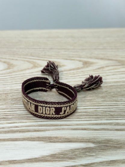 Dior Burgundy White Racer 'J'Adior' Friendship Bracelet - One Size