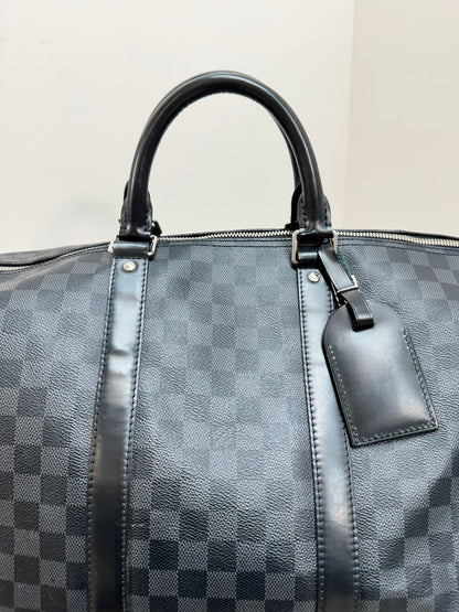 Louis Vuitton Black Damier Graphite Canvas Keepall Travel Bag – 55