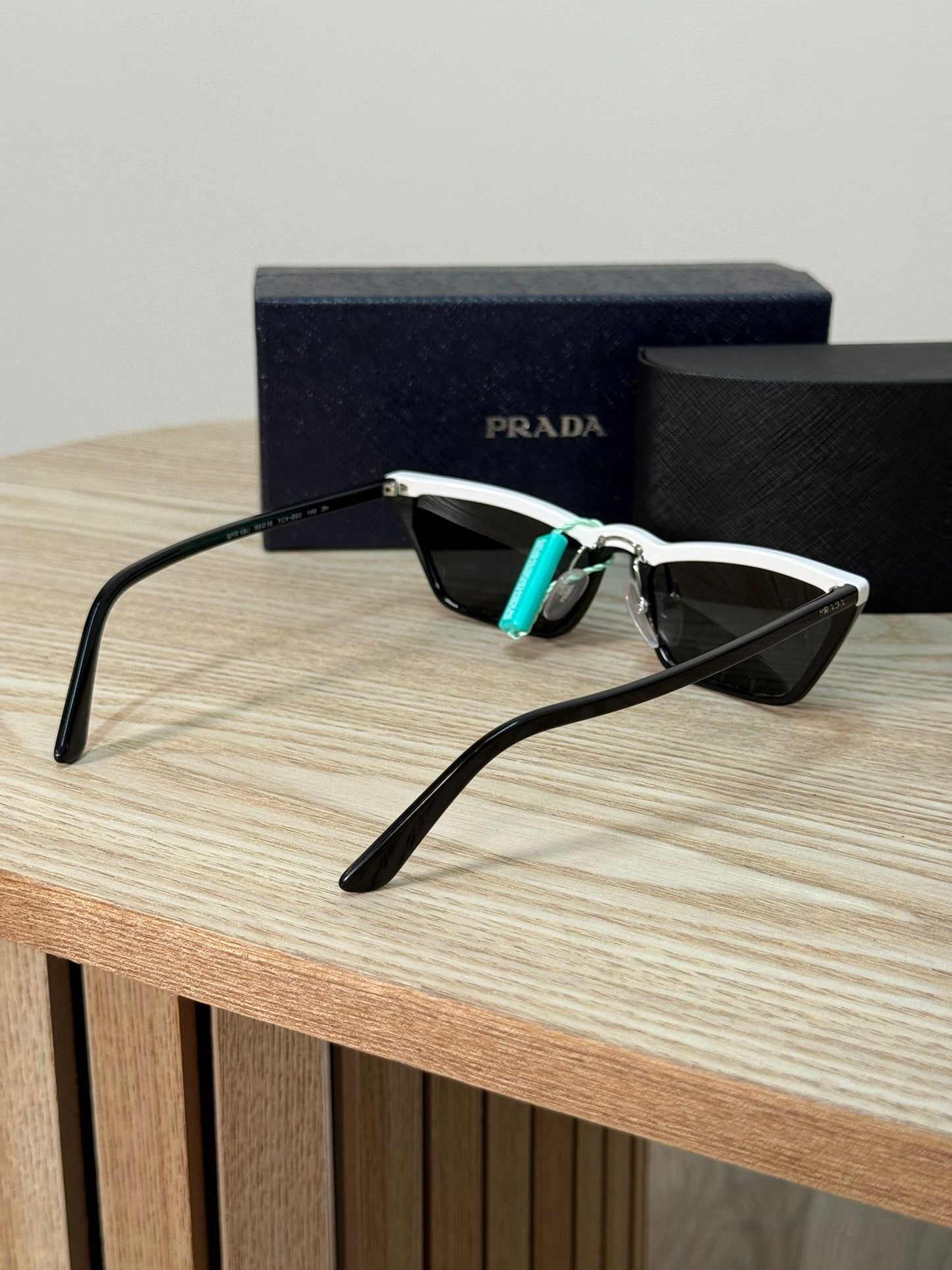 Prada Black Skinny White Band Sunglasses - Brand New In Box