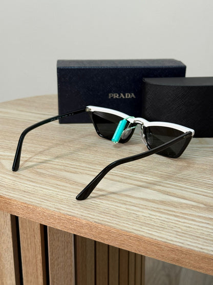 Prada Black Skinny White Band Sunglasses - Brand New In Box