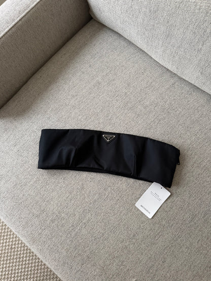 Prada Black Re-Nylon Bandeau Logo Top - New In Tags EU 44