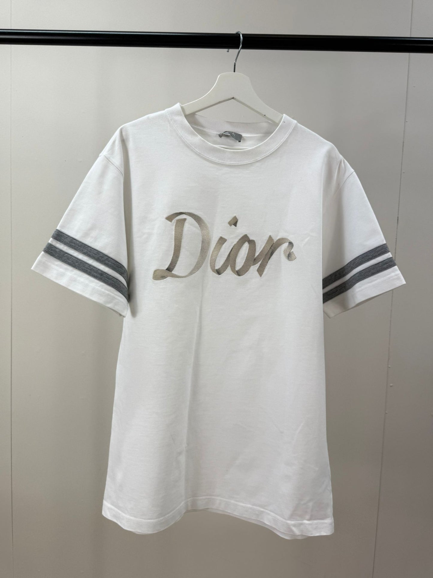 Dior White Ribbon Logo T-Shirt -Medium