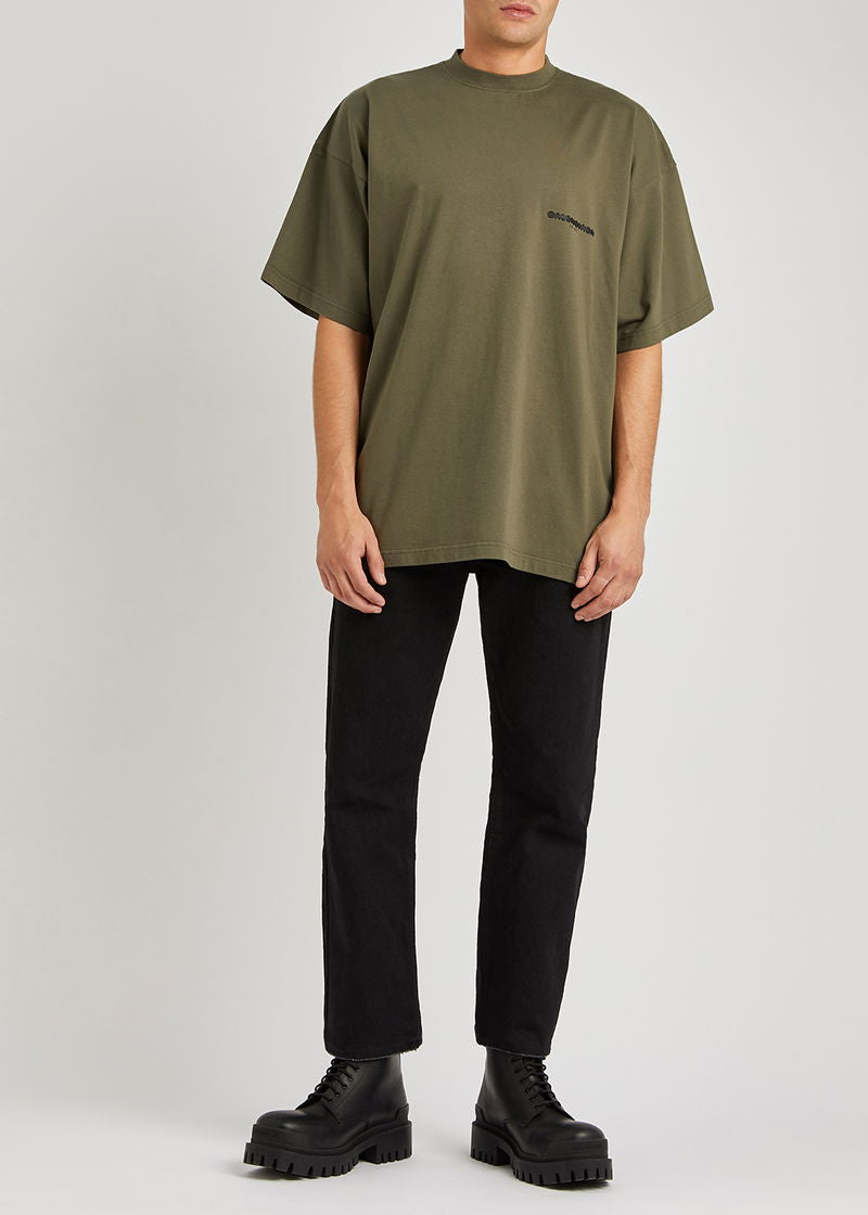 Balenciaga Khaki Oversized Strikethrough Cotton T-Shirt – Unifit 3
