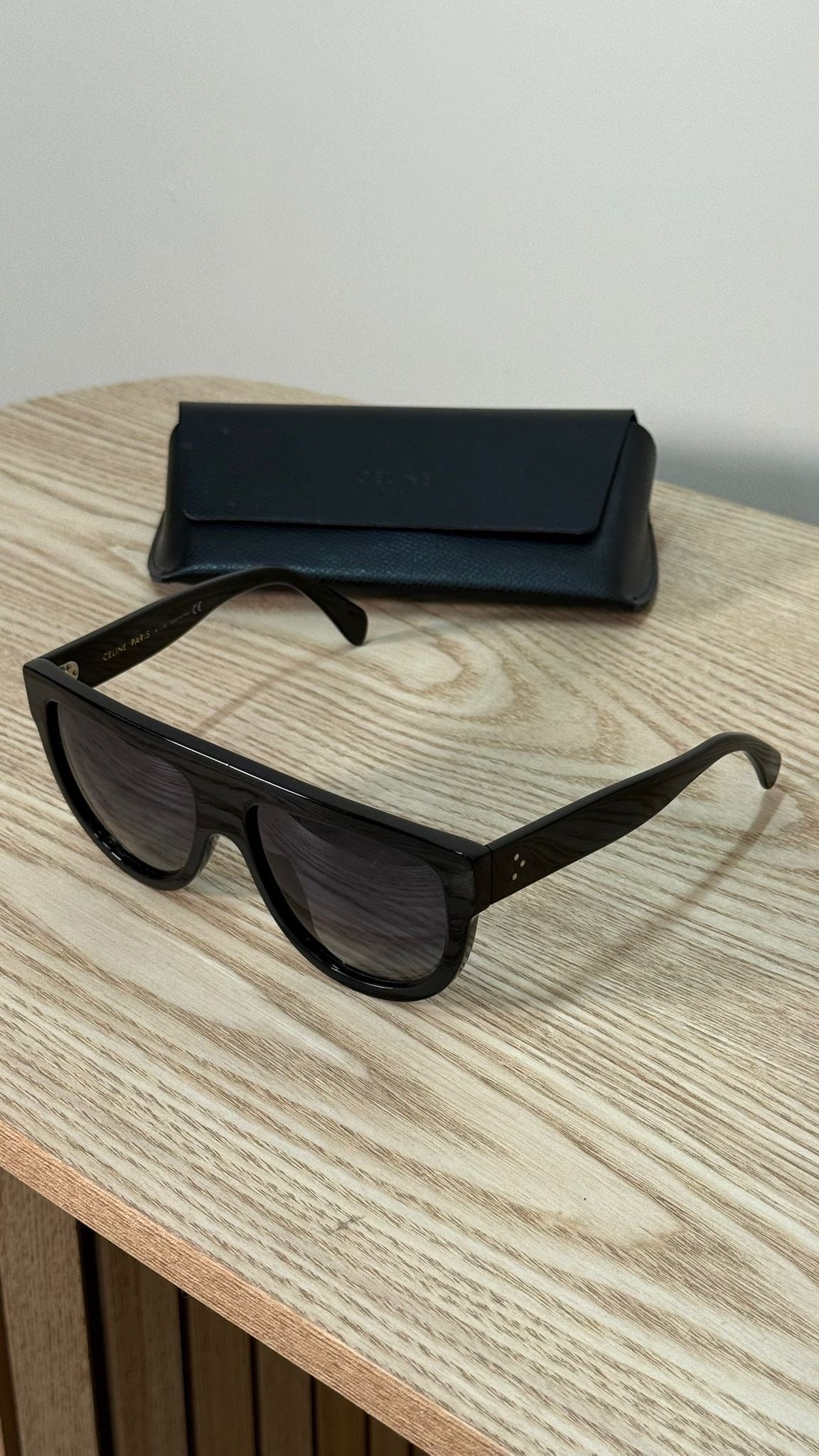 Celine Black Flat Top Aviator Sunglasses - One Size