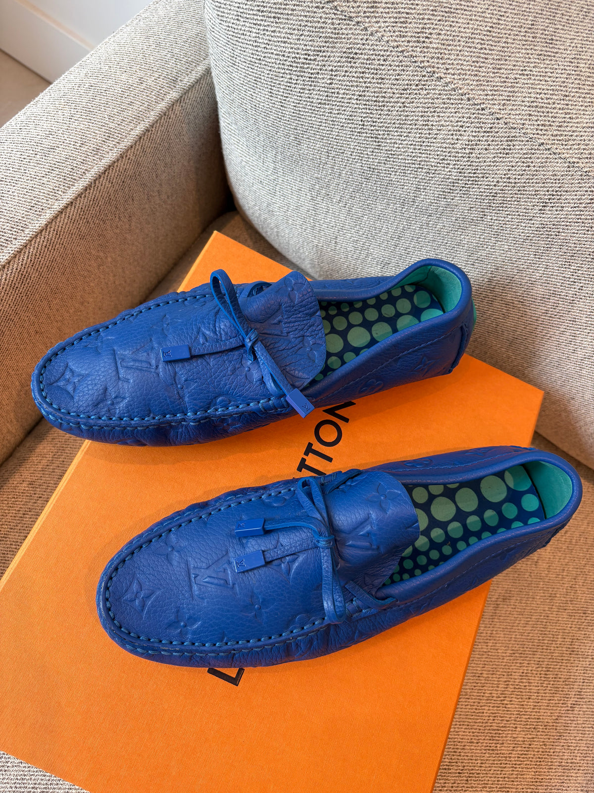 Louis Vuitton Blue Monogram Loafer Shoes – UK 7.5