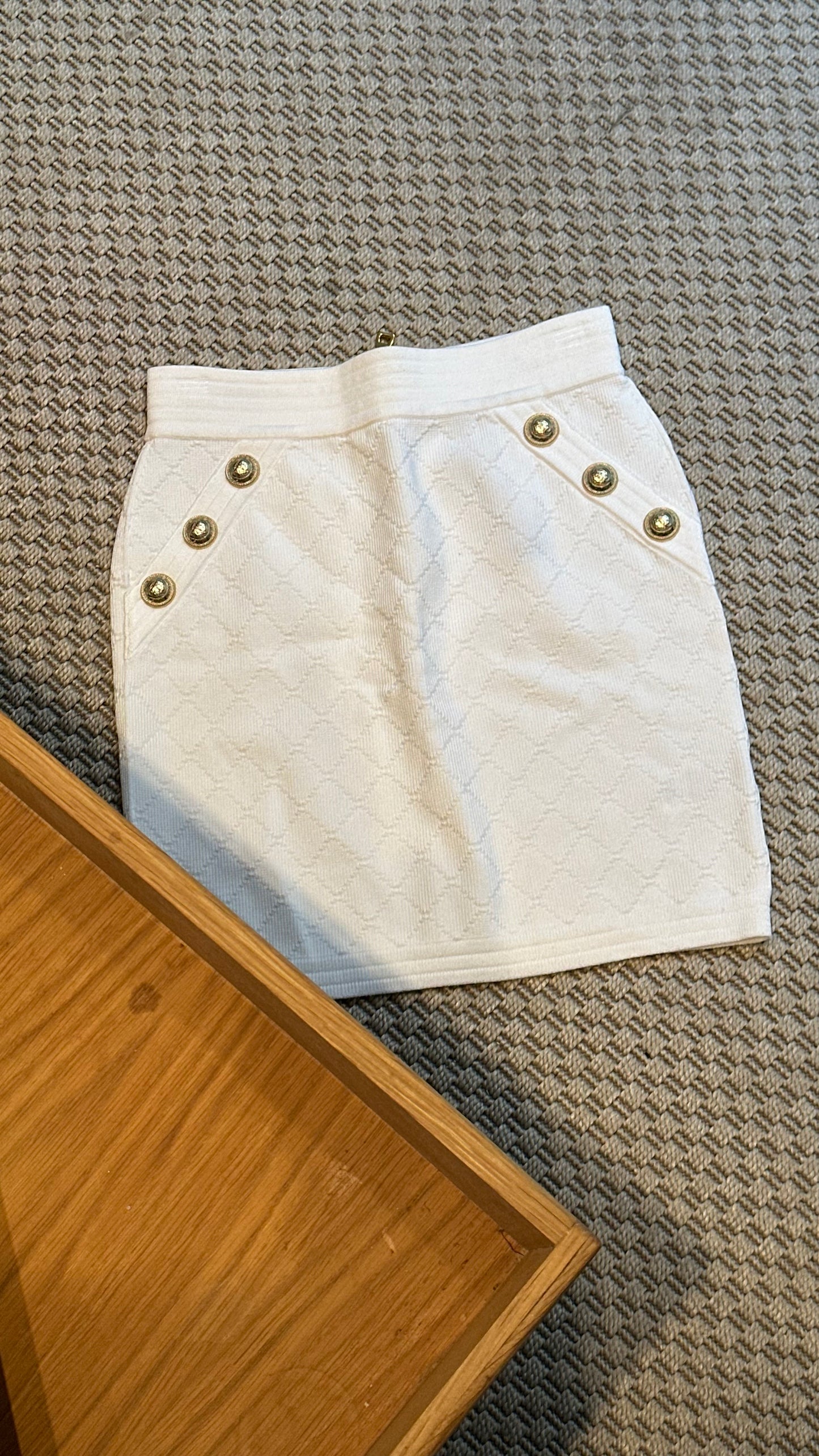 Balmain White & Gold Bandu Skirt -Size Small