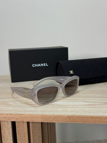 Chanel Grey Clear CC Logo Sunglasses - One Size