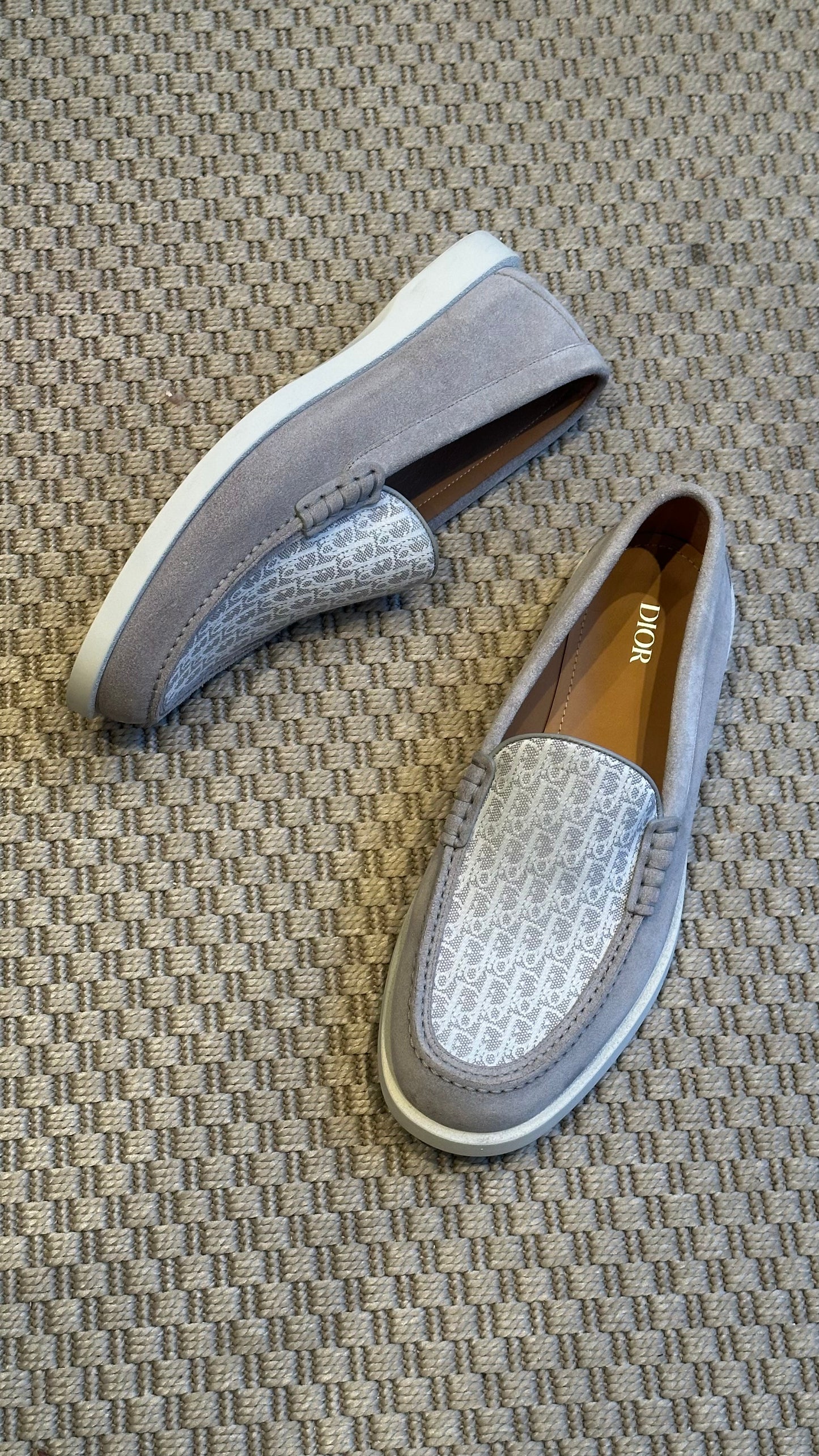Dior Granville Light Grey Suede Oblique Loafer – UK 8