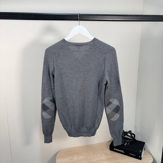 Burberry Dark Grey Patchwork Wool Crewneck Jumper – XS