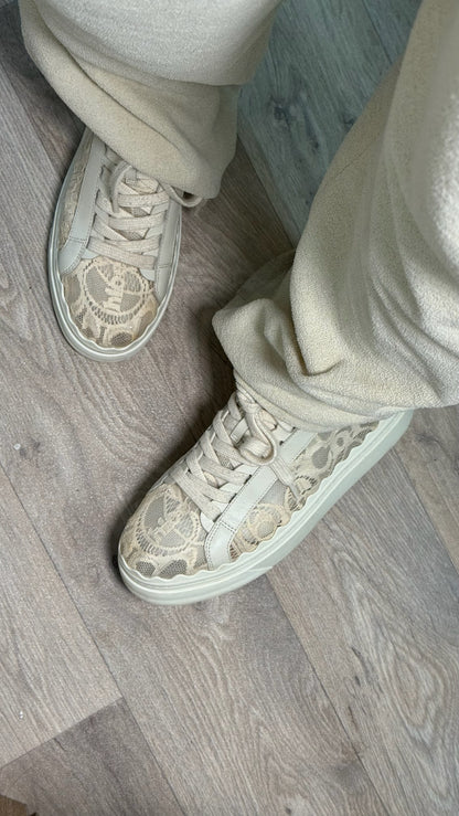 Chloe Cream Mesh Lauren Trainers - UK 6