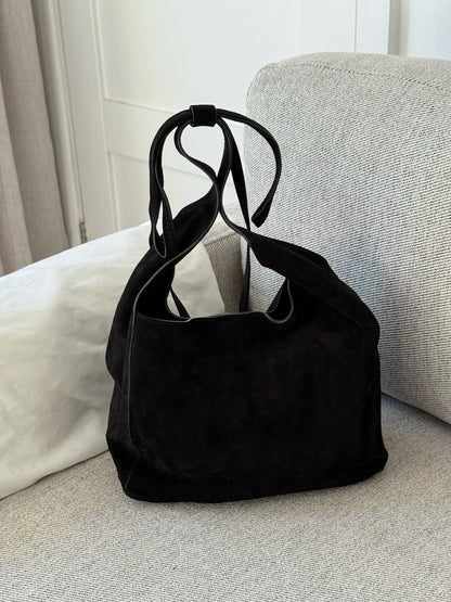 Reformation Small Vittoria Tote in Black Suede