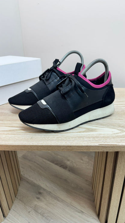 Balenciaga Pink Black Race Runner Trainers – EU 38 / UK 5
