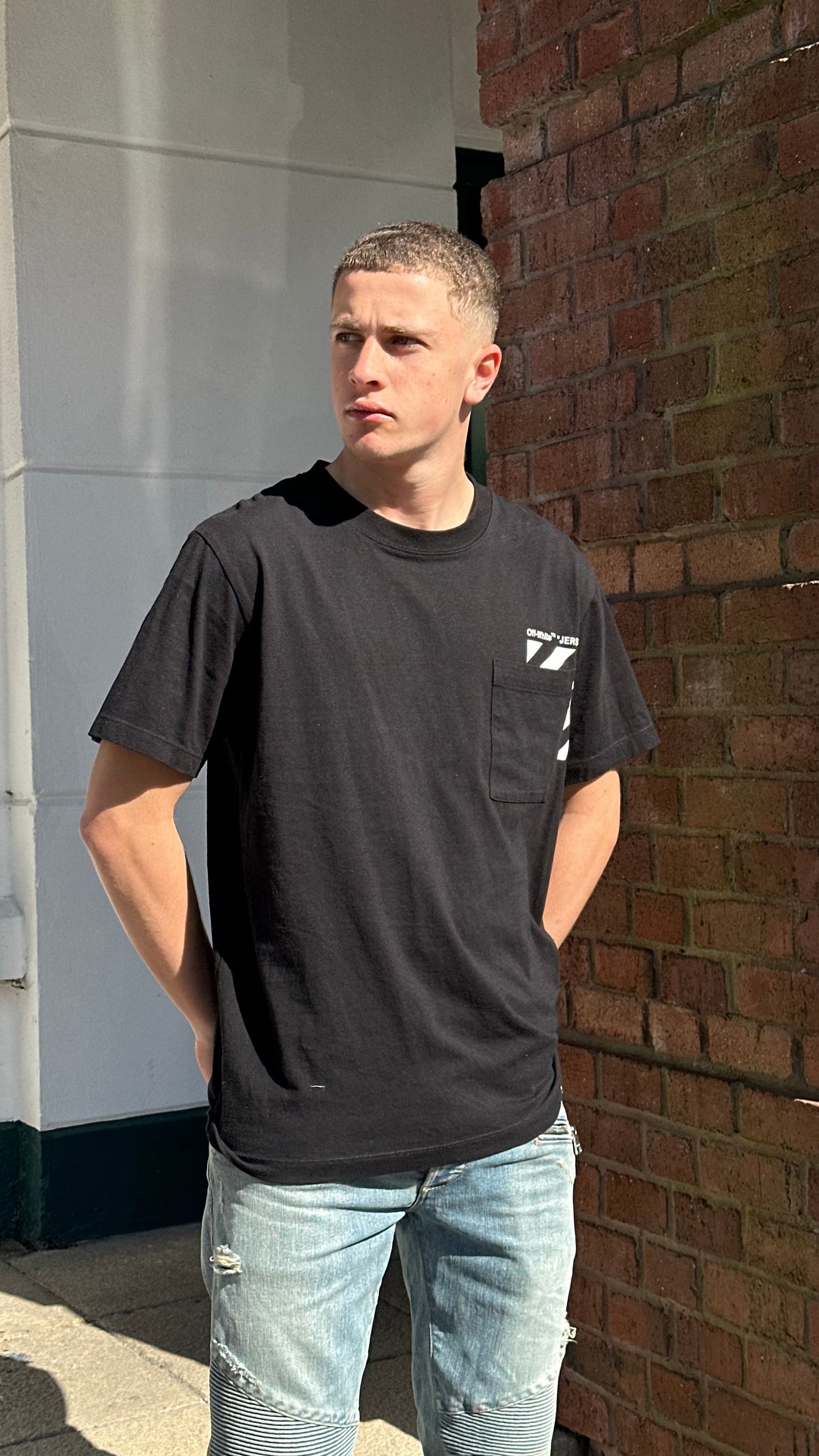 Off-White Black Diag Pocket T-shirt - Large