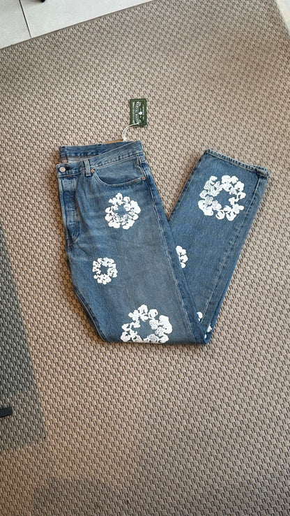 Denim Tears x Levi's Denim Wreath Print Straight Leg Jeans – New In Tags W38