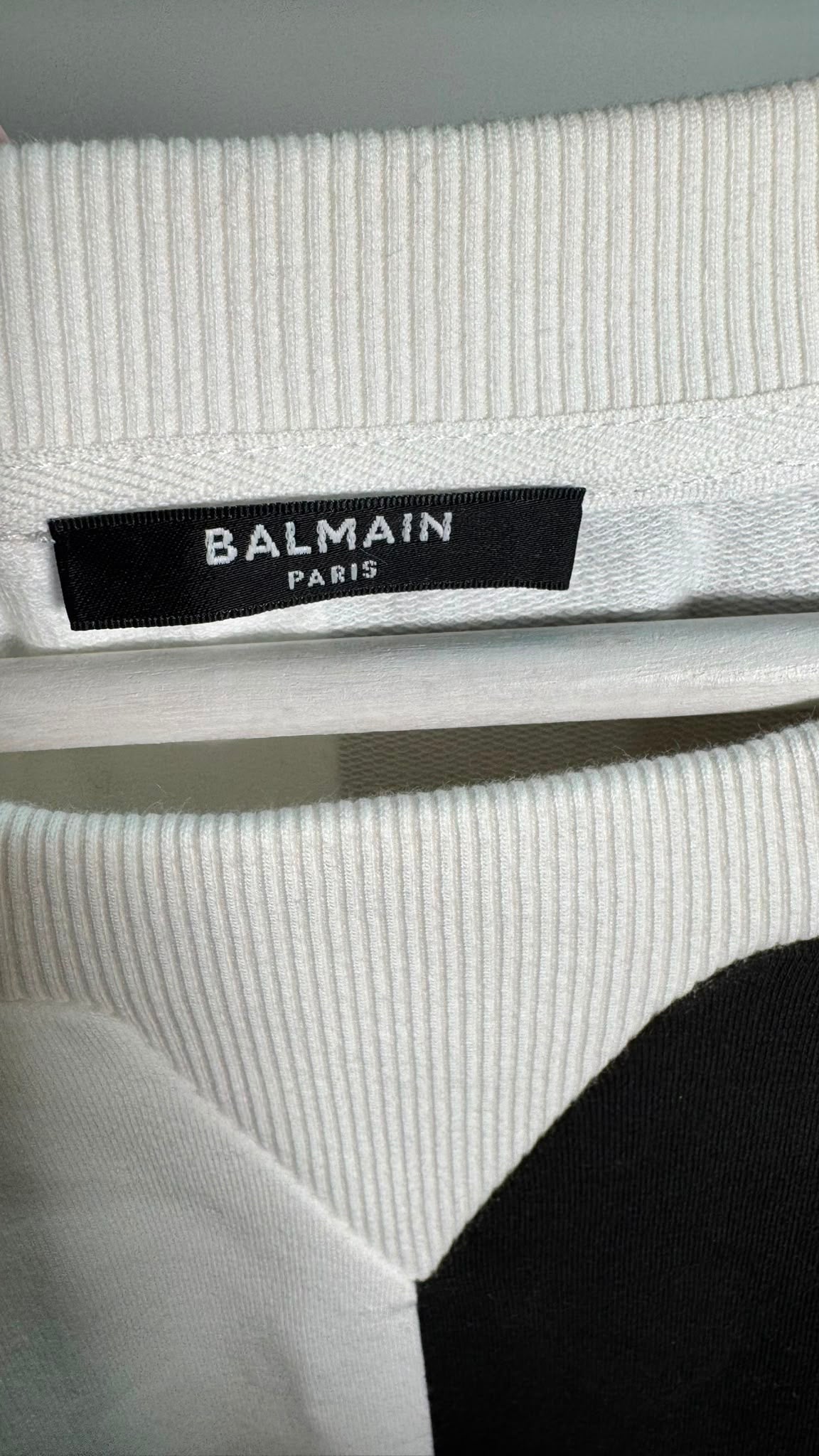 Balmain Black White 1/2 Logo Sweatshirt – Large