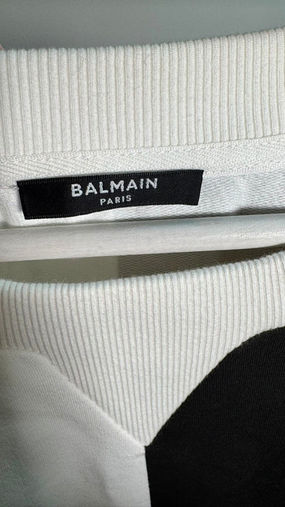 Balmain Black White 1/2 Logo Sweatshirt – Large