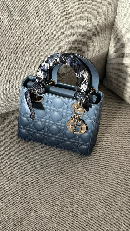 Christian Dior Small Dior My ABC Lady Dior Ombré Blu - In Box Inc Silk Twill And Long Strap