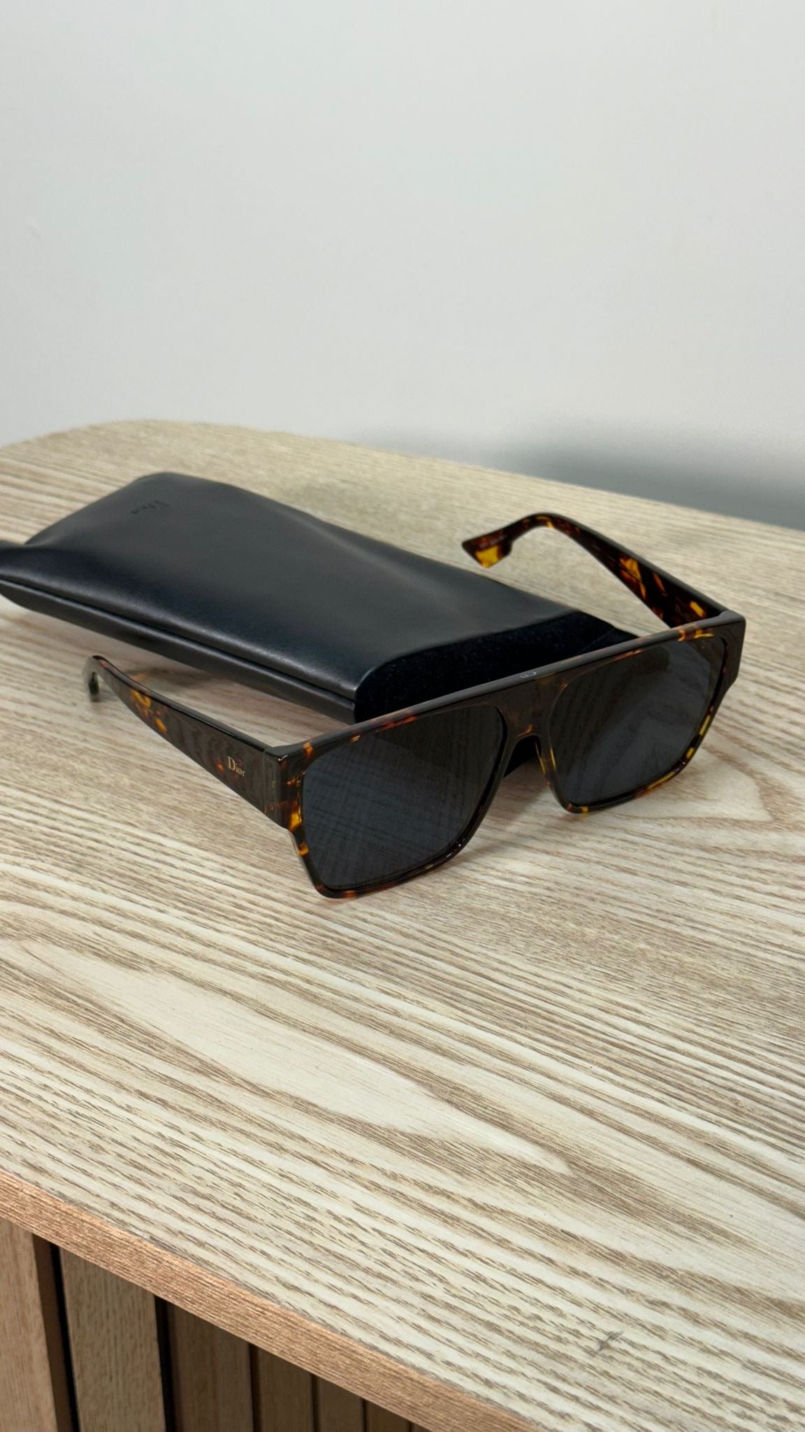 Dior Brown Tortoise Flat Top Aviator Blue Lens Sunglasses - One Size