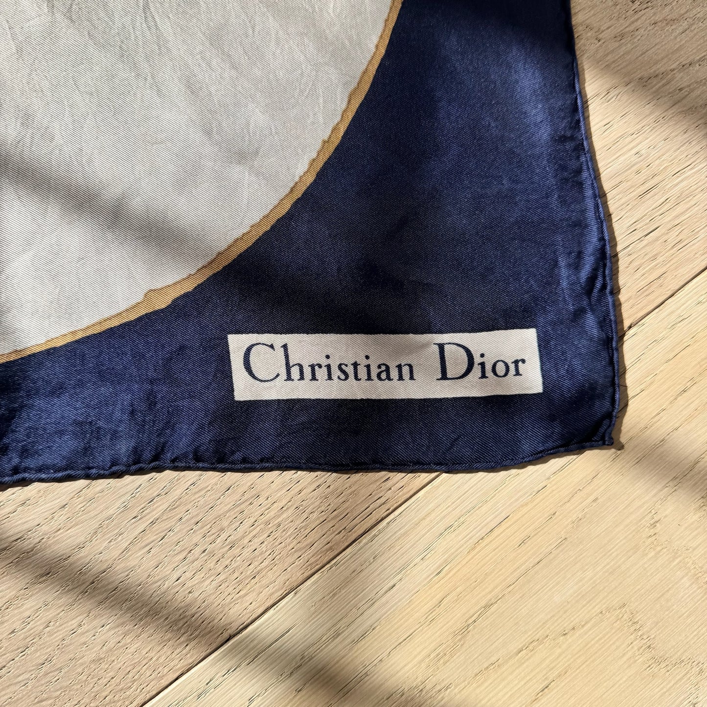 Christian Dior Navy Orange Silk Scarf – 90 x 90 cm