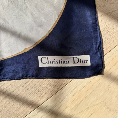 Christian Dior Navy Orange Silk Scarf – 90 x 90 cm